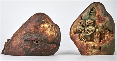 Lot 73 - Two Chinese Mottled Jade Boulders Late Qing...