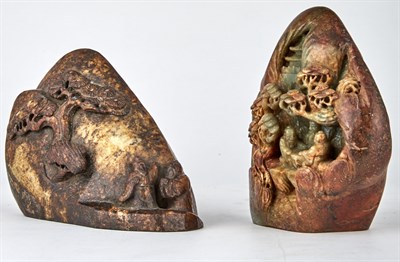 Lot 73 - Two Chinese Mottled Jade Boulders Late Qing...