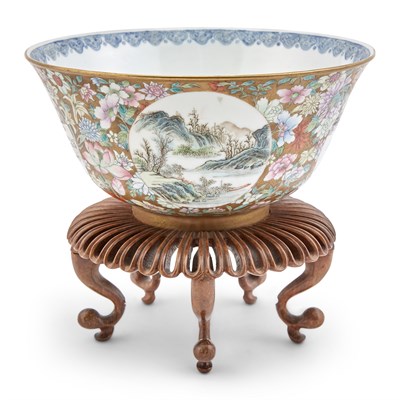 Lot 213 - A Chinese Enameled Porcelain Medallion Bowl...