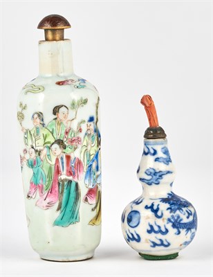 Lot 11 - Two Chinese Porcelain Snuff Bottles Late Qing...