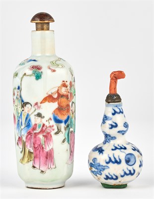 Lot 11 - Two Chinese Porcelain Snuff Bottles Late Qing...
