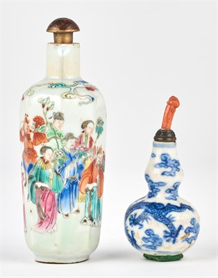 Lot 11 - Two Chinese Porcelain Snuff Bottles Late Qing...