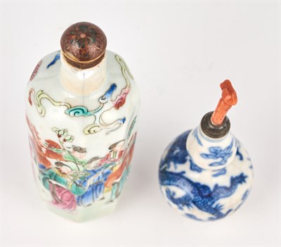 Lot 11 - Two Chinese Porcelain Snuff Bottles Late Qing...