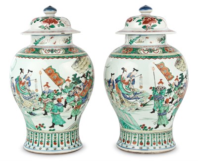 Lot 144 - A Fine Pair of Chinese Famille Verte Porcelain...