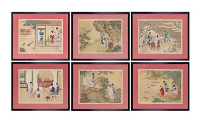 Lot 335 - Six Chinese Figural Paintings after Gu...