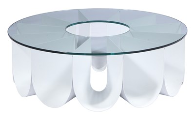 Lot 301 - Contemporary Metal and Glass Low Table Of...
