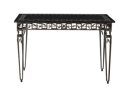 Lot 226 - Neoclassical Style Marble Top Iron Console...