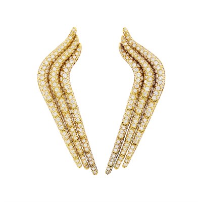 Lot 33 - Jose Hess Pair of Gold and Diamond Earrings