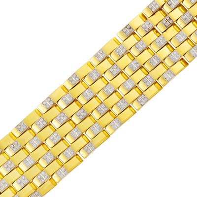 Lot 30 - Wide Two-Color Gold and Diamond Escalier Bracelet