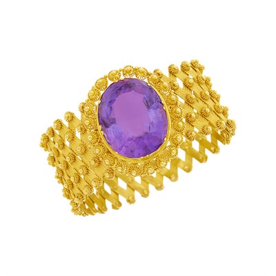 Lot 67 - Antique Gold and Amethyst Expandable Bracelet