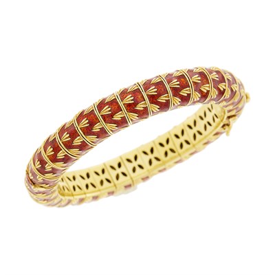 Lot 7 - Frascarolo Gold and Red Enamel Bracelet