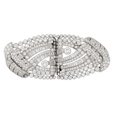 Lot 108 - Platinum and Diamond Double Clip-Brooch