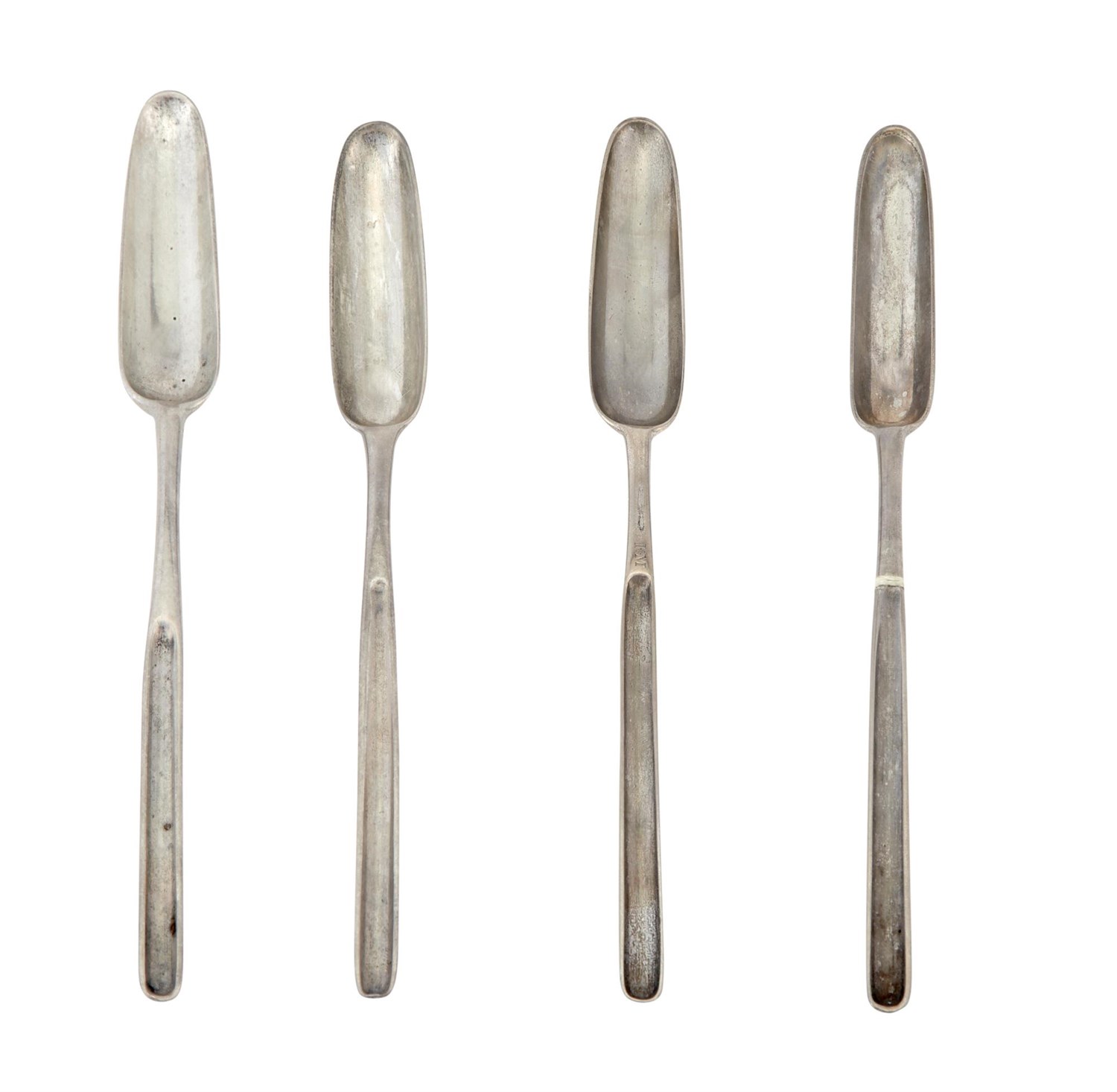 Lot 185 - Group of Three George III Sterling Silver Marrow Scoops