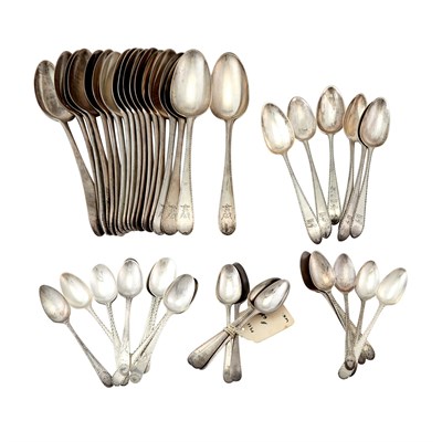 Lot 196 - Group of George III Sterling Silver Bright-Cut Spoons