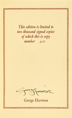 Lot 2074 - GEORGE HARRISON (1943-2001) I Me Mine....