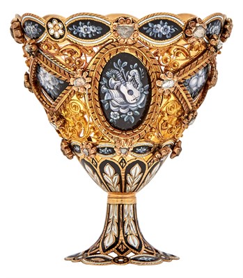 Lot 187 - Continental Gold, Enamel and Diamond Zarf...