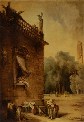 Lot 40 - School of Hubert Robert A Serenade in a Garden...