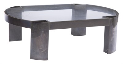 Lot 265 - Karl Springer Gunmetal and Glass Banker Low...