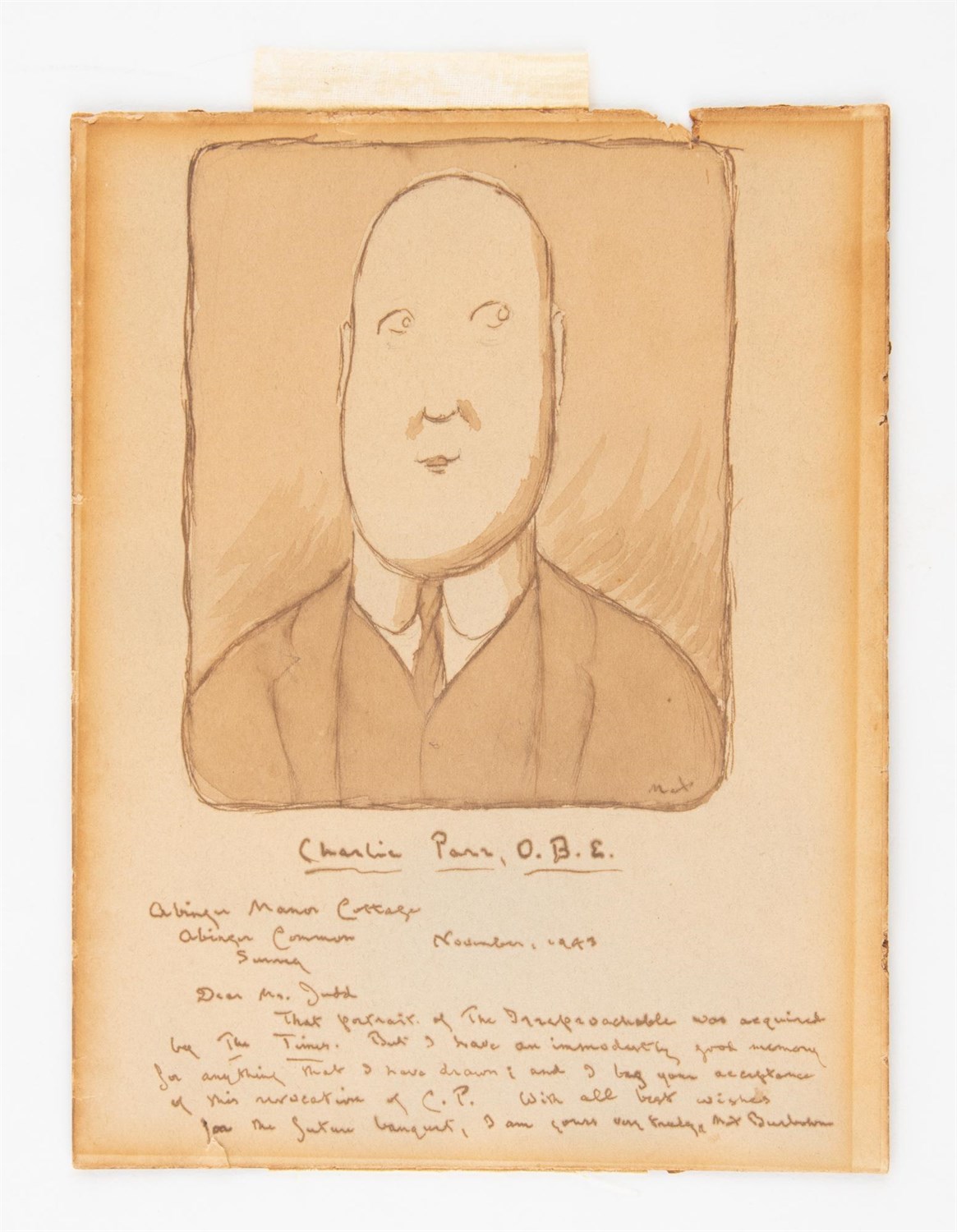 Lot 8 - BEERBOHM, MAX Charlie Parr, O.B.E. Drawing in...