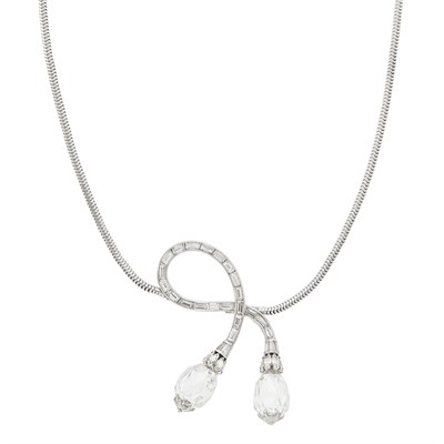 Lot 192 - Raymond Yard Platinum, White Gold and Diamond Briolette Snake Chain Necklace