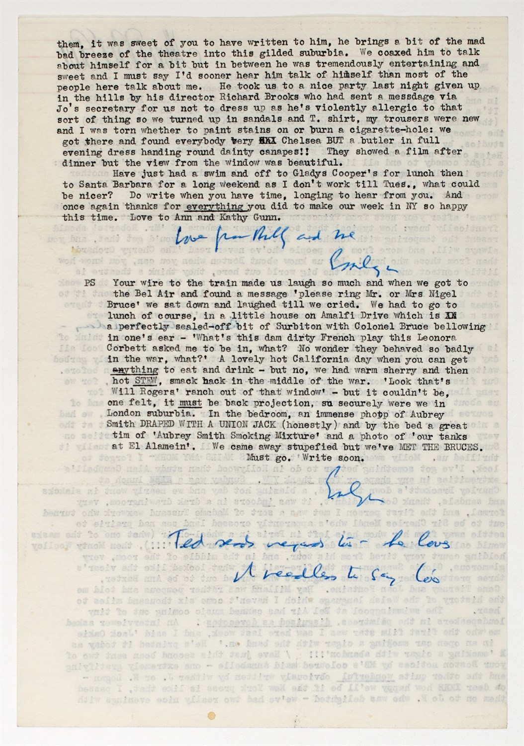 Lot 16 - A long entertaining letter signed from Emlyn Williams