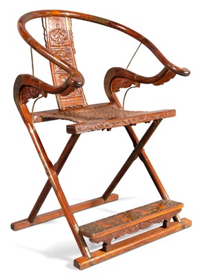 Lot 124 - A Chinese Hualimu Folding Chair