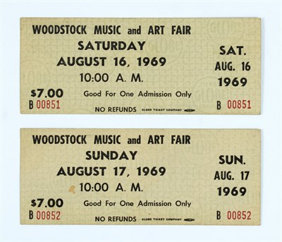 Lot 2136 - WOODSTOCK Two Tickets to the Woodstock Music...
