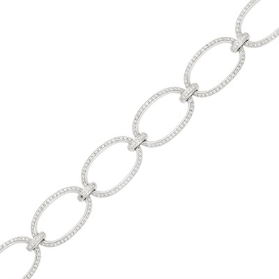 Lot 1091 - White Gold and Diamond Link Bracelet