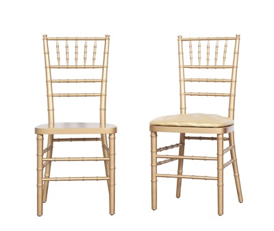 Lot 277 - Set of Thirteen Louis-Phillipe Style Faux Bamboo Turned and Gilt-Painted Wood Ballroom Chairs