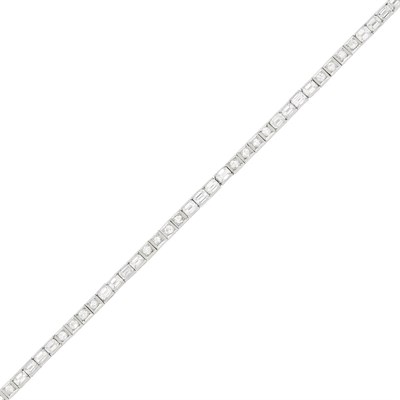 Lot 1072 - Platinum and Diamond Straightline Bracelet