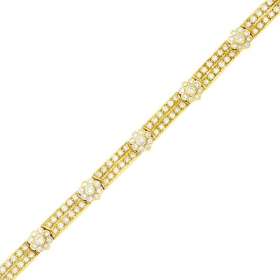 Lot 1139 - Gold and Diamond Floret Bracelet