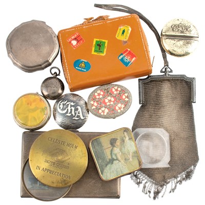 Lot 2178 - Group of Silver and Metal Compacts and Cases