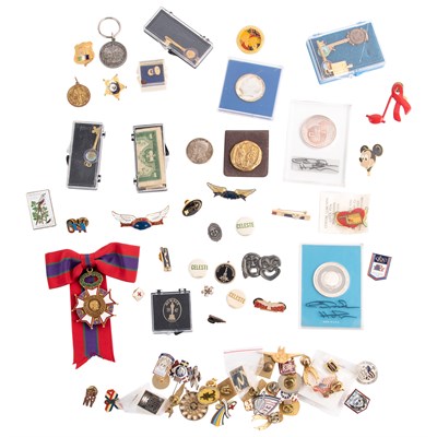 Lot 2182 - Group of Assorted Metal Pins and Foreign and United States Coins