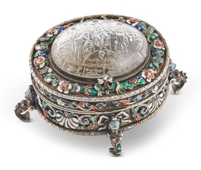 Lot 1169 - Austrian Silver, Enamel and Rock Crystal Box...