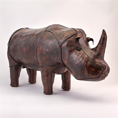 Lot 300 - Leather Rhinocerous Foot Stool Height 17...