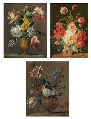 Lot 1042 - Manner of Jan Van Os Floral Still Lifes on...