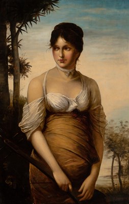 Lot 1060 - French School 19th Century A Lady Standing...
