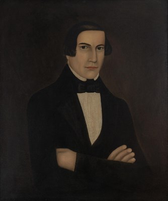 Lot 1027 - American School 19th century Portrait of a...