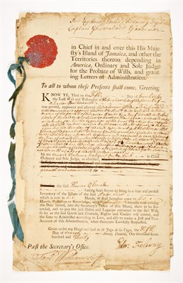 Lot 150 - [JAMAICA] TRELAWNY, EDWARD, Governor. Will...