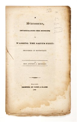 Lot 140 - [GEORGIA] BROOKES, REV. IVESON L. A Discourse,...