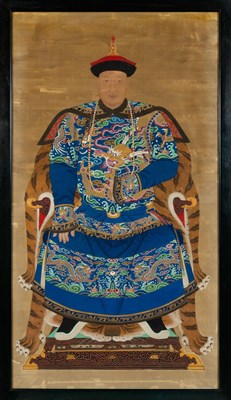 Lot 92 - A Chinese Portrait of a Qing Courtier in Dragon Robe