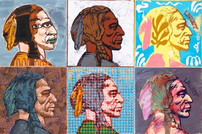 Lot 295 - Paul Giovanopoulos Greek, b. 1939 Six Indians,...