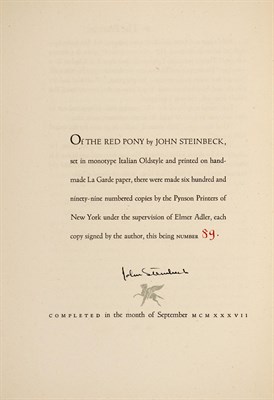 Lot 202 - STEINBECK, JOHN The Red Pony. New York: Covici...