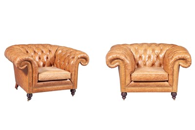 Lot 282 - Pair of Leather-Upholstered Club Chairs Height...