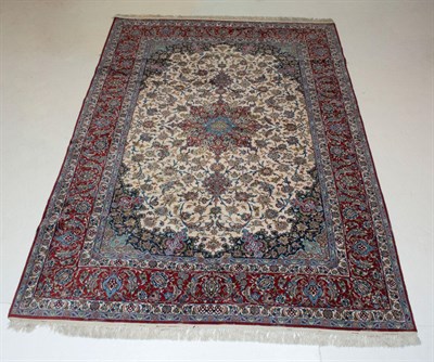 Lot 353 - Silk Warp Isfahan Carpet Central Iran, second...