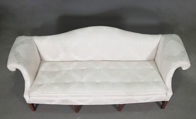 Lot 85 - Chippendale Style Upholstered Mahogany Camelback Sofa