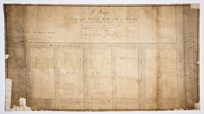 Lot 34 - Fascinating manuscript survey map from 1800 featuring the Belvidere House and East River