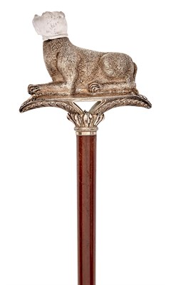 Lot 160 - Continental Frosted Glass and Silver Cane Handle