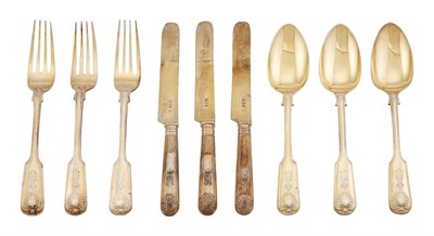 Lot 1252 - George V Sterling Silver Gilt Dessert Service...