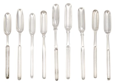 Lot 1209 - Group of Nine Georgian Irish Sterling Silver...